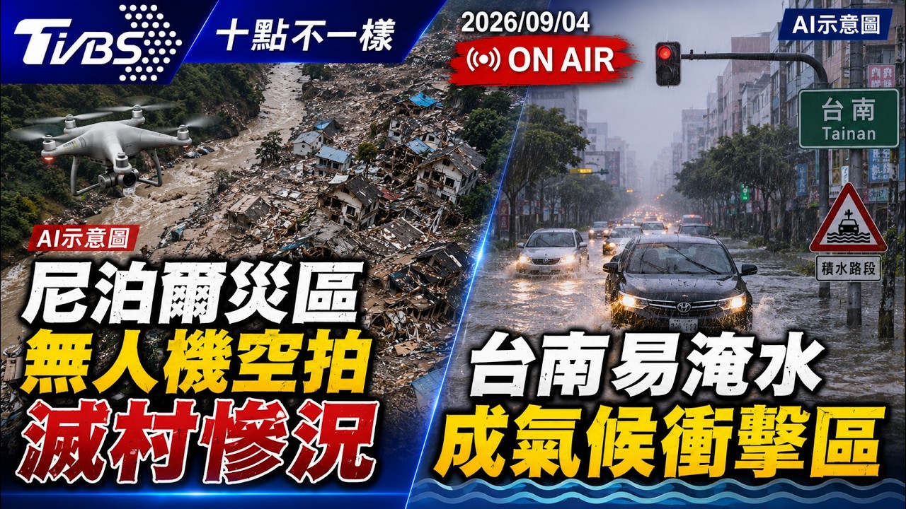 【0904 十點不一樣LIVE】尼泊爾災區無人機空拍滅村慘況       台南易淹水成氣候衝擊區#台南淹水 #極端氣候 #氣候變遷 #防汛治水 #韌性城市 #尼泊爾洪災 #CNN直擊 #世紀洪災