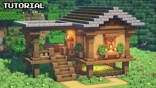 Minecraft : How to build a Small Survival Farm Wooden House Tutorial 🥥 (#1)