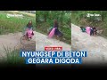 Digoda Pria Sambil Direkam, Dua Anak Perempuan Ngebut Naik Sepeda Sampai Nyungsep di Beton