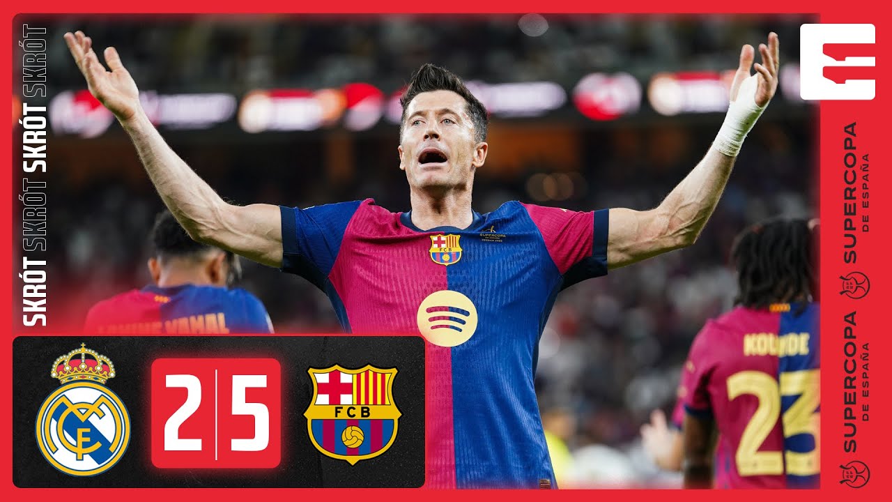 SKRÓT REAL MADRYT 2-5 FC BARCELONA | SZCZĘSNY Z CZERWONĄ! BARCA DEKLASUJE REAL