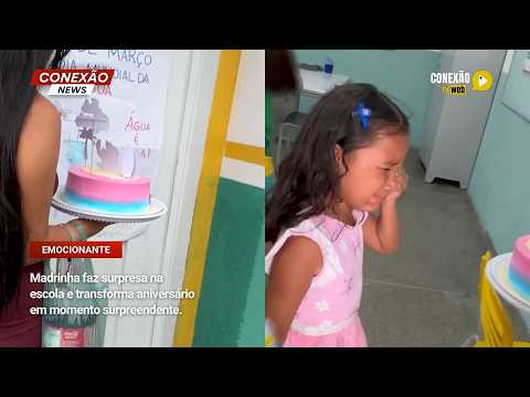 Vídeo: Madrinha faz surpresa na escola e transforma aniversário em momento surpreendente.