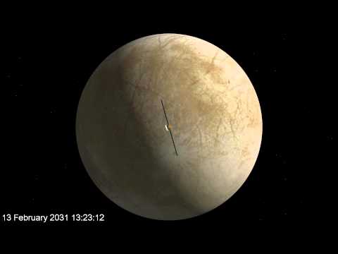 Flyby of Jupiter's moon Europa by the JUICE spacecraft in 2031