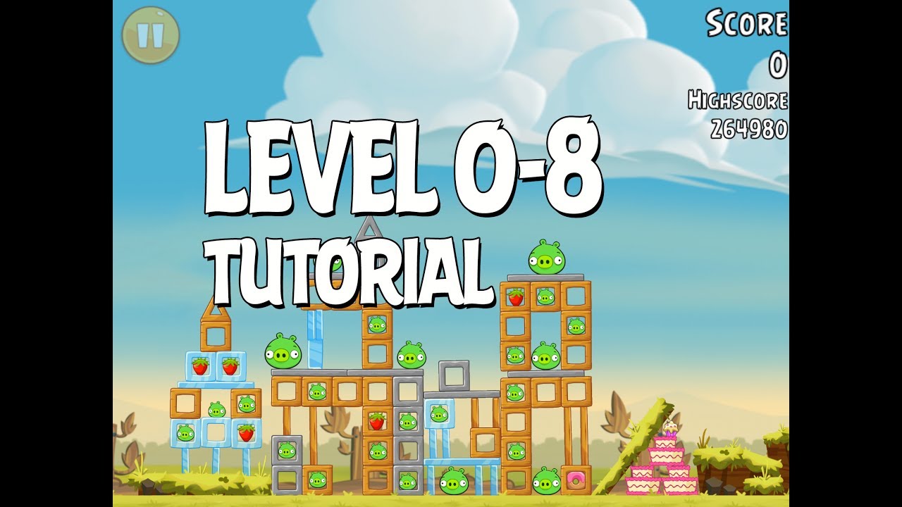 Angry Birds Tutorial Level 0-8 Walkthrough 3 Star