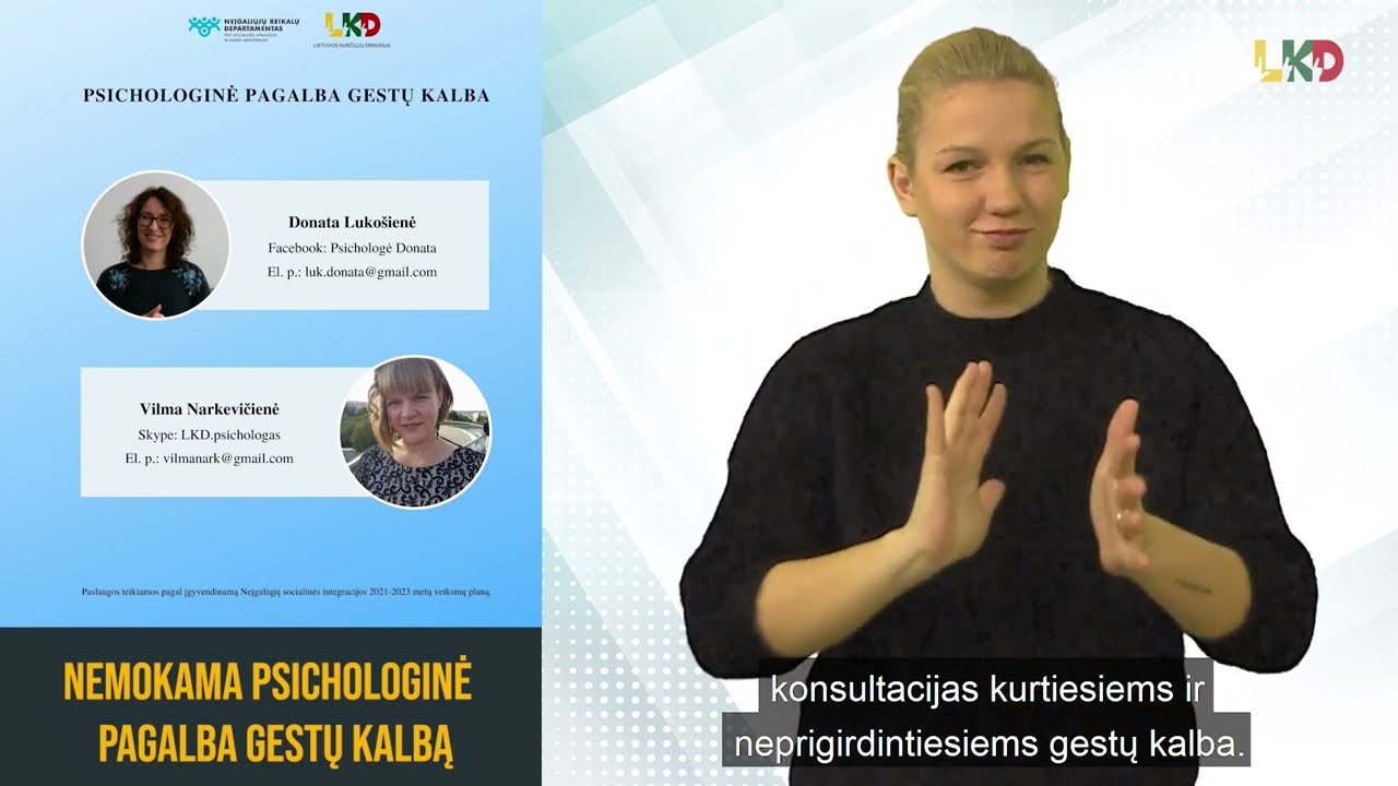 Kurtiesiems - nemokama psichologinė pagalba gestų kalba