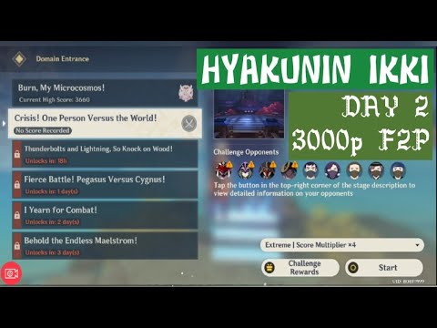 "Totally F2P" HYAKUNIN IKKI Version 2.5 new event Day 2 3000++ points | Genshin Impact
