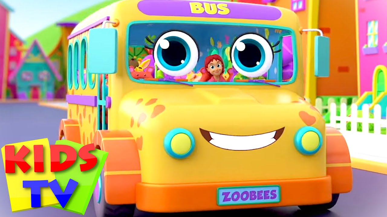 The Wheels on the Bus | Zoo Bus Song | Zoo Animals | Nursery Rhymes | Zoobees Cartoon | Kids TV