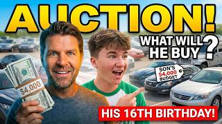 SURPRISE! I gave my Son $4,000 and took him to a CAR AUCTION What will he buy
