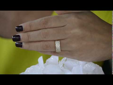 1 Carat Double Row Pave Set Wedding Ring in Yellow Gold - TwoBirch TB-WR-0214-YG-L