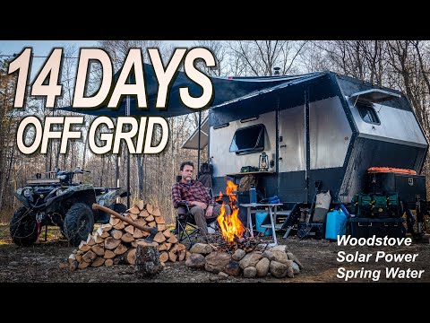 14 Days Living Off Grid in a DIY Travel Trailer - Woodstove, Solar Power, and Spring Water