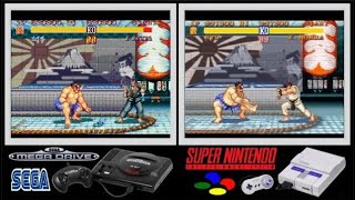 SEGA MD vs SNES : STREET FIGHTER II - THE WORLD WARRIOR (Full Game / Side by side comparison)