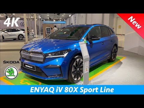 Škoda Enyaq SportLine 2022 - First FULL Review in 4K | Exterior - Interior (Race Blue) iV 80X