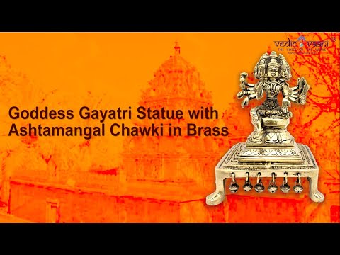 Goddess Gayatri Statue with Ashtamangal Chawki in Brass video
