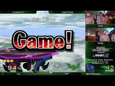 Construct 12 - Quaz (Peach, Marth) vs CFR (C.Falcon) - Melee Loser's Finals