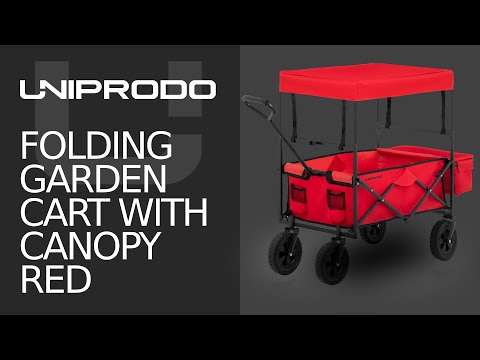 video - Folding Garden Cart with Canopy - Red