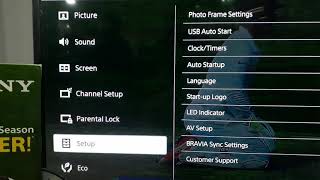 SONY BRAVIA Factory Setting Plan.