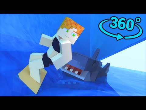 VR Planet - Minecraft - Surfing Minecraft 360/VR || Shark Attack