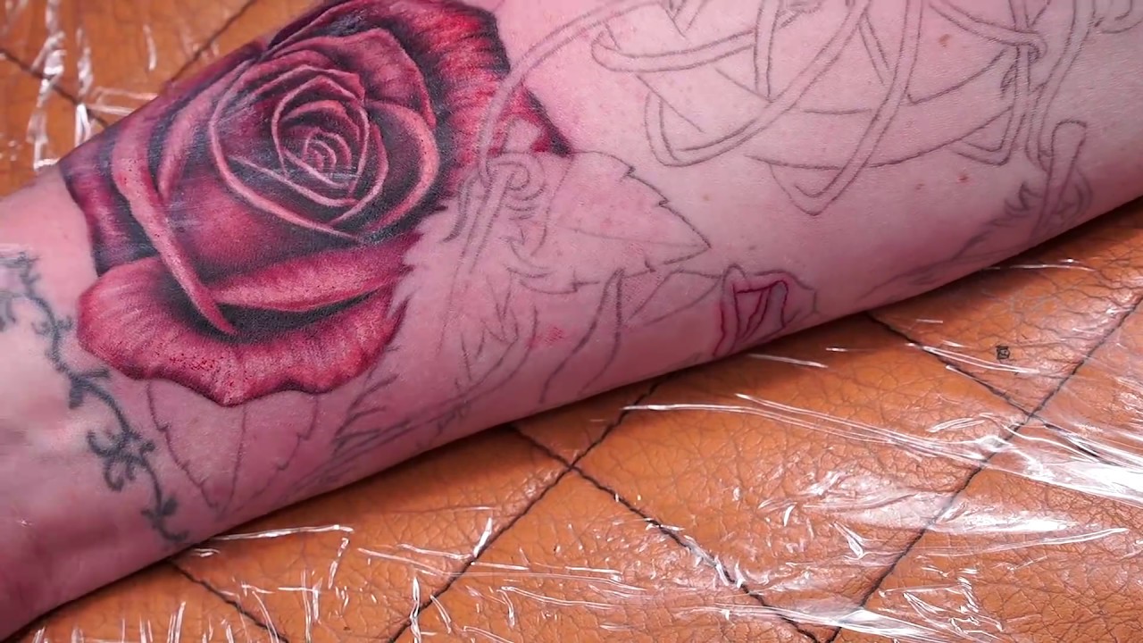 realistic tattoo of a rose by david fomin