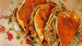 Cheese Crusted Chicken Tacos | Shredded Chicken Taco Recipe