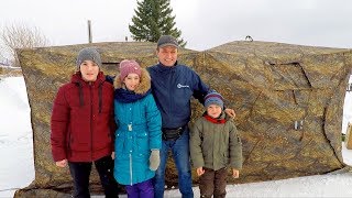 Палатка куб для зимней рыбалки берег