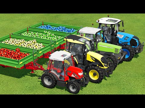 COLORED RIGITRAC vs VALTRA vs FENDT vs CLAAS TRACTORS PARKOUR - Farming Simulator 22