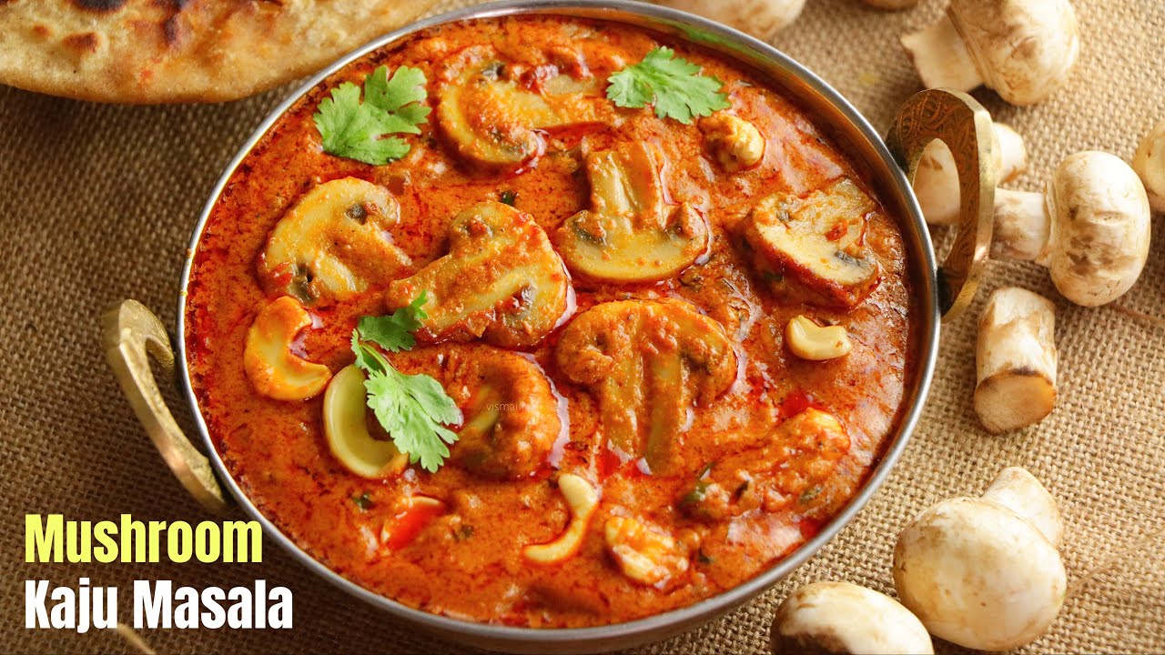 Kaju Mushroom masala gravy curry for Roti , Naan, Variety Rice Recipe in Telugu || Visami Food