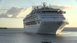 Cruise ship Dawn Princess departs Fort Hill Wharf, Darwin, NT, Australia, Mar2012