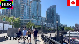 🇨🇦☀️【HDR 4K】Vancouver Sunny Walk - Robson Square to BC Place via Coal Harbour Marina (June, 2023)