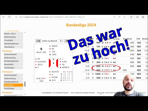 Bundesliga Bridge - Tagebuch 2024, Spieltag 1