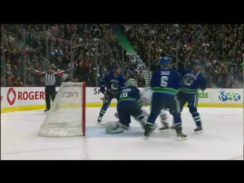 Amazing Glove Save by Schneider - Canucks Vs Hawks - 01.31.12 - HD