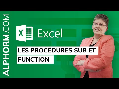 Les procédures SUB et FUNCTION sous EXCEL 2016 VBA Vidéo Tuto