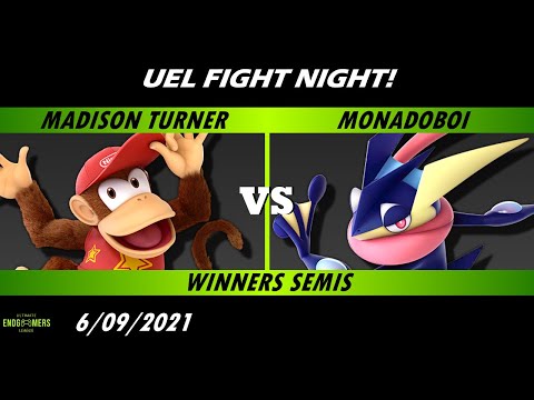 Fight Night! - Madison Turner (Diddy Kong) vs MonadoBoi (Greninja) Winners Semis - Smash Ultimate