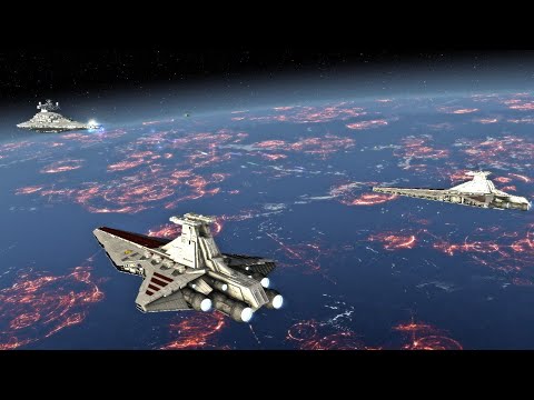 1 Imperial I-class Star Destroyer vs 2 Venators - Star Wars: Empire At War Remake NPC Battle
