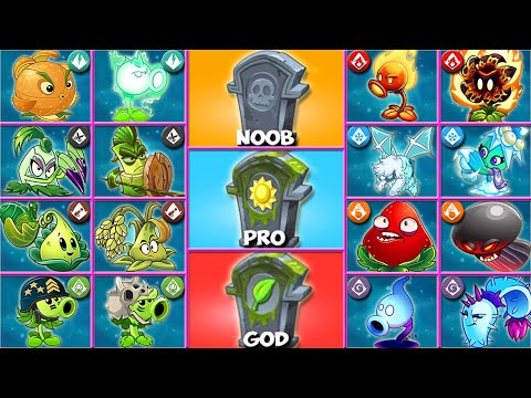 All Plants vs NOOB x PRO x GOD Team Gravestones - Which Plant Can Win? - PvZ2 Challenge