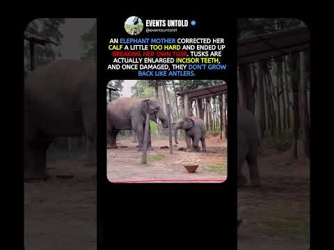 This Elephant Broke Her Own Tusk Correcting Her Calf #animals #shorts