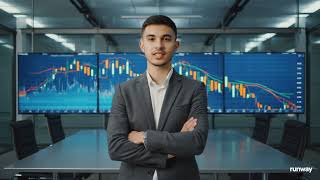 Professional business person confidently presenting business intelligence concepts and financial fdm