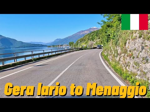Driving in Italy. Como lake from Gera lario to menaggio . Drone video at the end