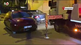 Zonguldakta Trafik Kazası Kamerada 2 Yaralı