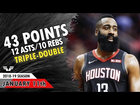 James Harden Triple-Double - 2019.01.11 - Rockets vs Cavaliers - 43 Pts, 12 Asts, 10 Rebs