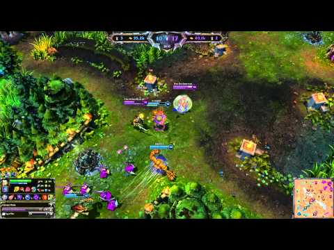 Orianna and Leona outplaying Blitzcrank, Warwick and Shen