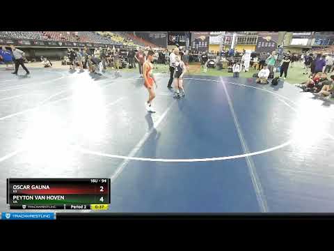94 Lbs Quarterfinal - Oscar Gauna, KS Vs Peyton Van Hoven, VA 3d09