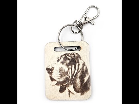 Personalised Bloodhound Wooden Keyring