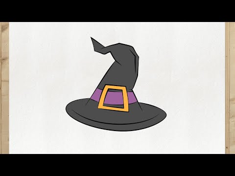 How to draw a HALLOWEEN WITCH HAT step by step, VERY EASY (How to draw HALLOWEEN)