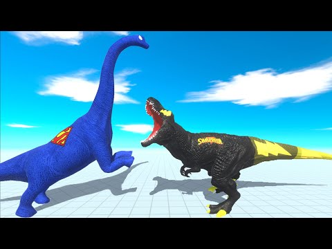 DARK T-REX vs BRACHIOSAURUS DEADLY ZIG ZAG ROAD - Animal Revolt Battle Simulator ARBS