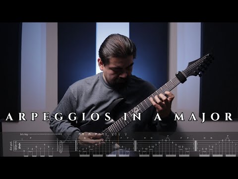 A Major 7 Arpeggios - Sweep Picking Exercise - 110 BPM with Guitar TABs