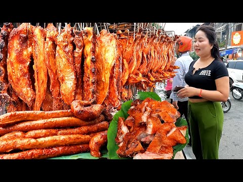 Pchum Ben Day! Popular Cambodian Street Food/Grilled Duck, Pork Ribs, Pork Intestine
