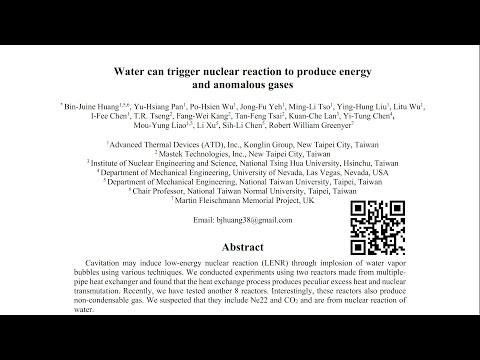 ICCF25 preprint B-J Huang - Water can trigger nuclear reaction to produce energy and anomalous gases