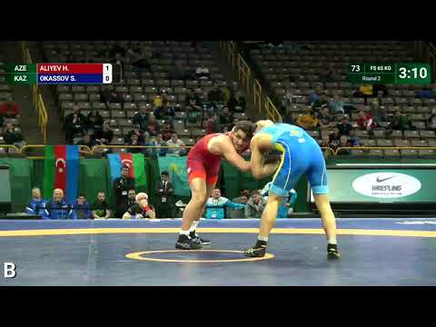 Round 2 FS - 65 kg: H. ALIYEV (AZE) v. S. OKASSOV (KAZ)