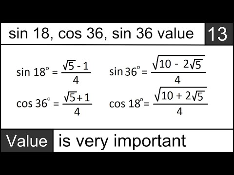 value of sin 18 | value of sin 36 | value of cos 18 | sin 18 | sin 36 | cos 18 | cos 36 values
