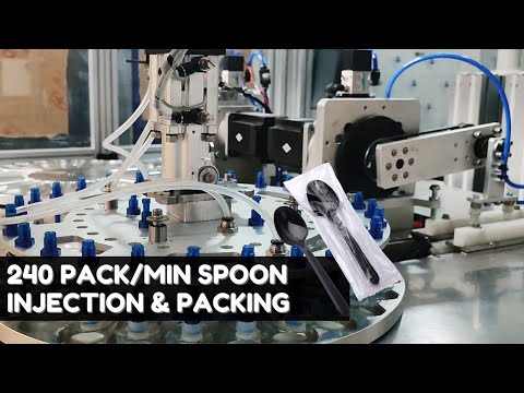 240 packs/min spoon knife fork injection molding and packing automation