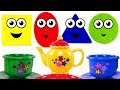 Kids Learn Colors Shapes With Mini Tea Set Play Doh For Children Teach Colours Shapes Songs